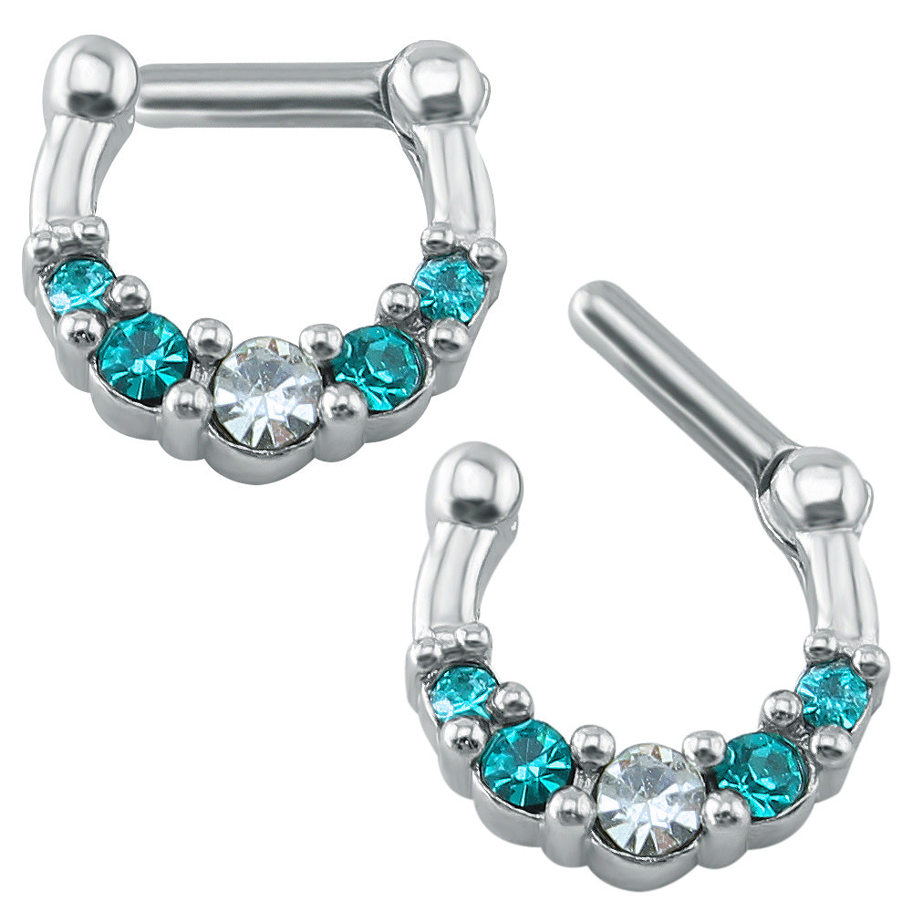 Blue-White-Zirconia-Septum-Clicker-16g-Helix-Tragus-Cartilage-Piercing-Jewelry