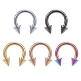 5 Colors 16G Spike Horse Shoe Nose Rings Lip Piercing Stainless steel Helix Cartilage Piercing
