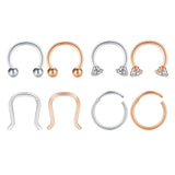 ZeSen 6-12pcs Horseshoe Septum Piercing CZ Nose Hoop Clicker Helix Tragus Earrings Jewelry