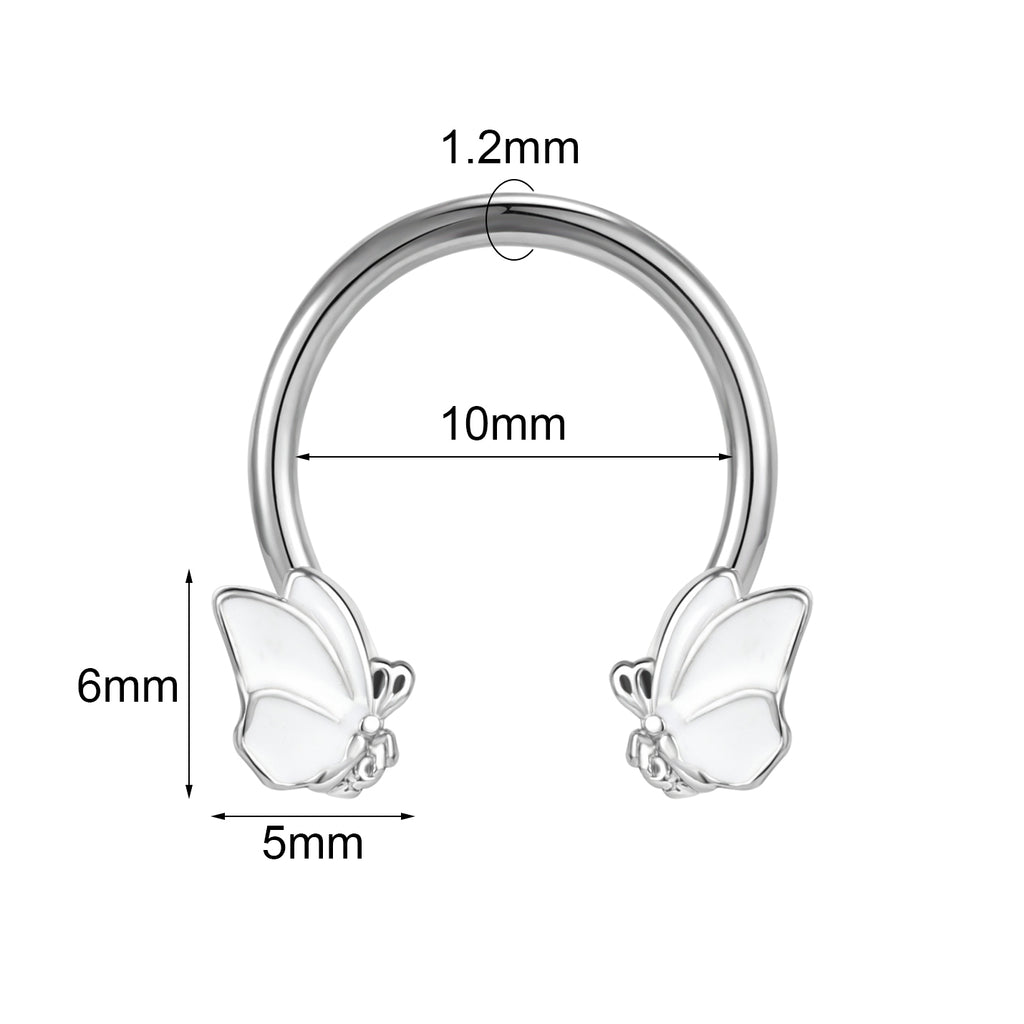 16G Glowing Butterfly BCR Nose Rings Horseshoe Nose Septum Rings Stainless Steel Septum Piercing