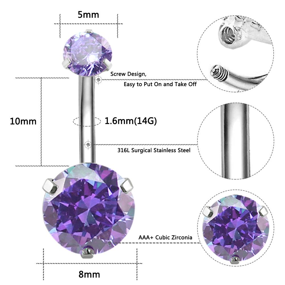 Belly-Button Rings-Navel-Piercing-Crystal-Zirconia-14g-round-body-jewelry-detail