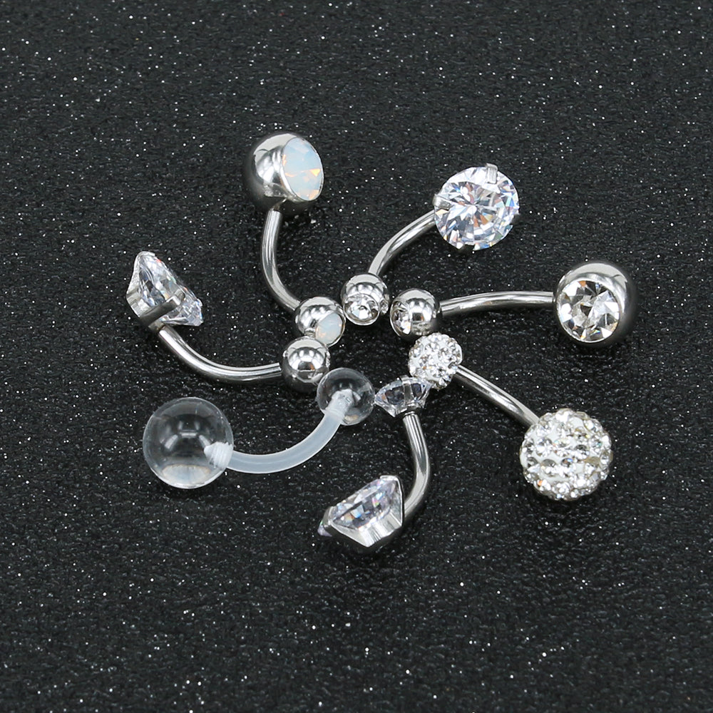 Belly-Button Rings-Navel-Piercing-Crystal-Zirconia-Opal