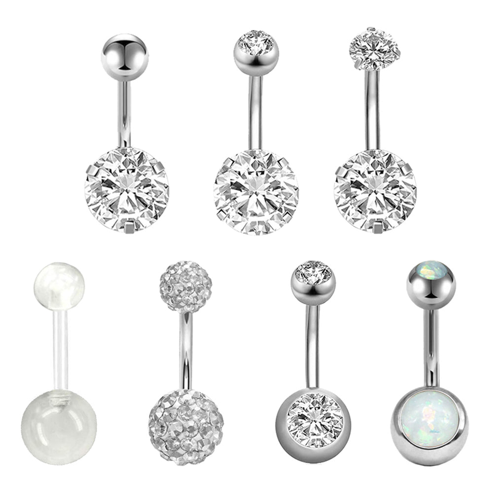 Belly-Button Rings-Navel-Piercing-Crystal-Zirconia-Opal