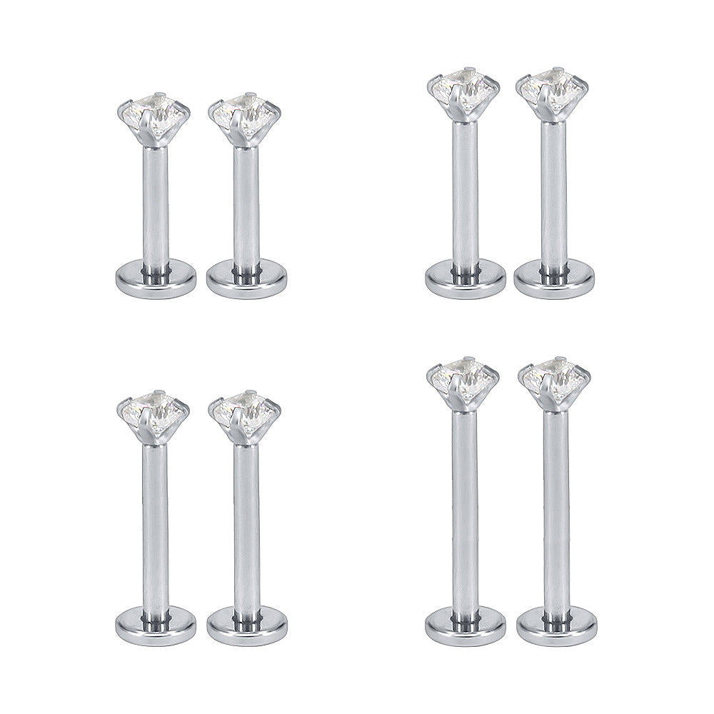 8Pcs/set 16G White Round Crystal Labret Rings Claws Medusa Conch Tragus Lip Piercing-Set