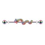 14G Snake Industrial Barbell Rainbow Helix Ear Piercing