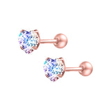 16G AB White Crystal Stud Earring Heart Ear Stud Jewelry