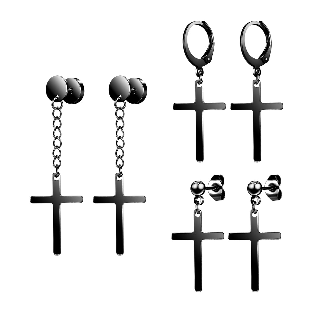 6pcs-set-cross-dangle-stud-earring-silver-black-ear-stud-economic-set