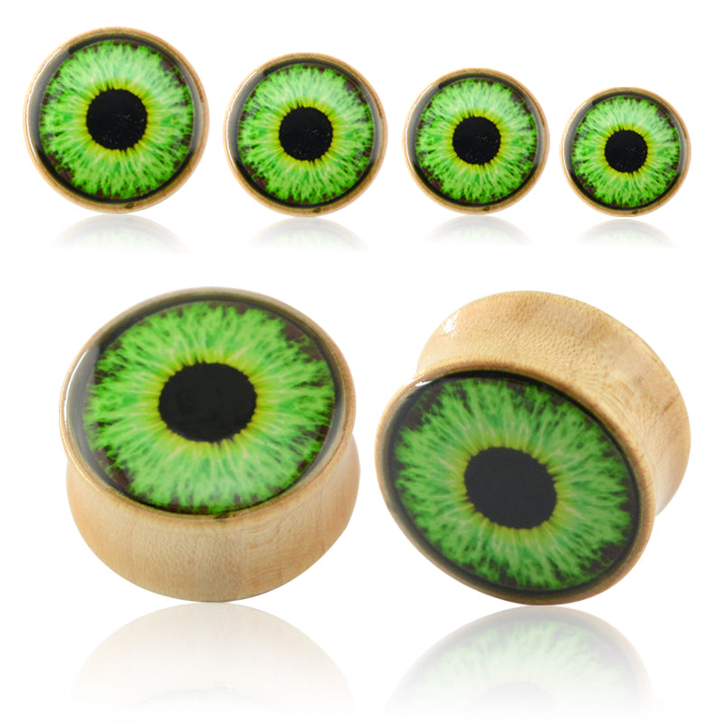 8-22mm Green Eye Wooden Ear Plug Gauges
