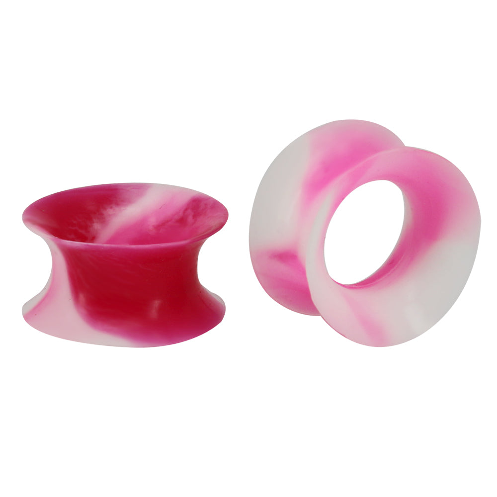 3-25mm-Thin-Silicone-Flexible-Red-Pink-White-Ear-Tunnels-Round-Edge-Double-Flared-Expander-Plugs-and-tuunels