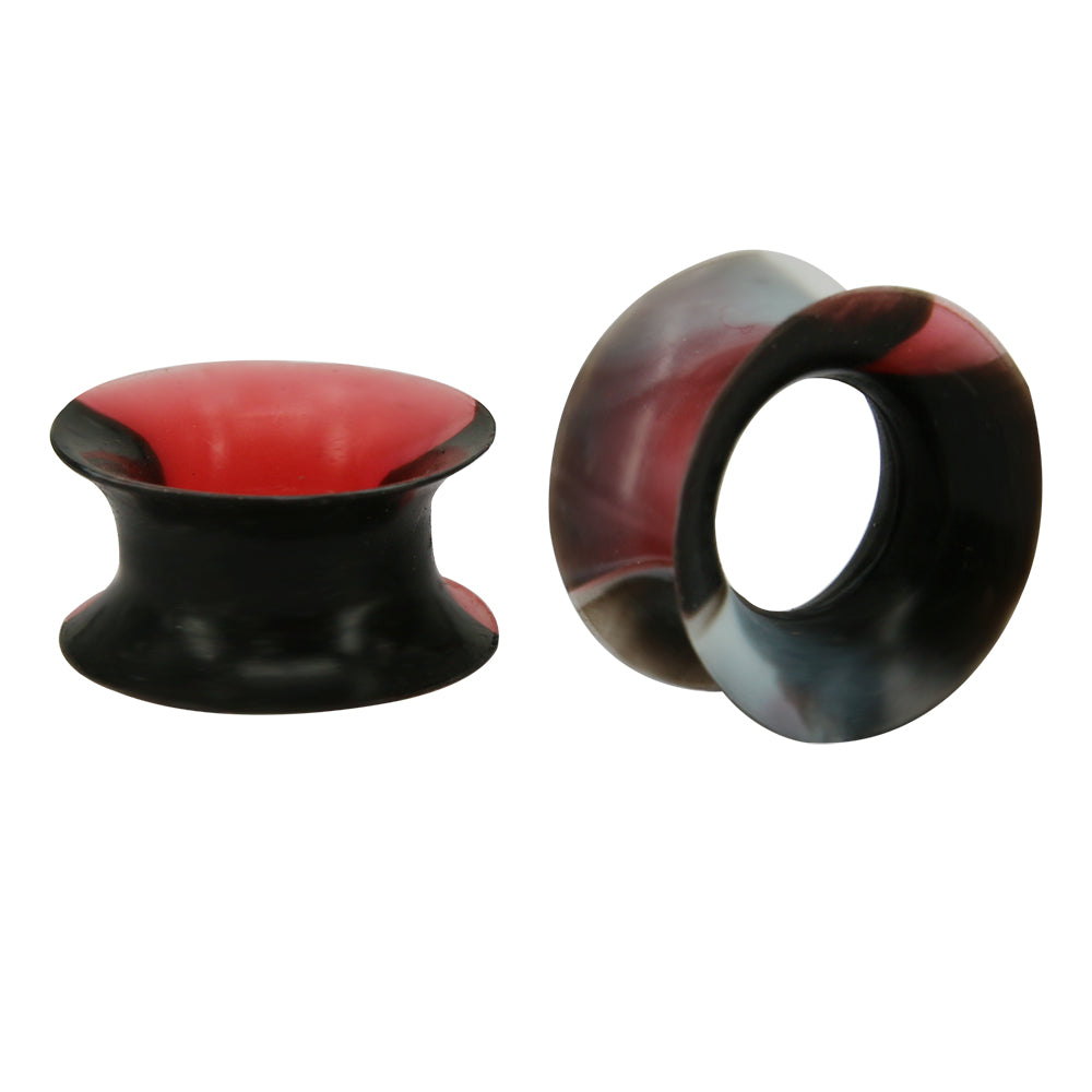 3-25mm-Thin-Silicone-Flexible-Black-White-Red-Ear-Tunnels-Round-Edge-Double-Flared-Expander-Plugs-and-tuunels