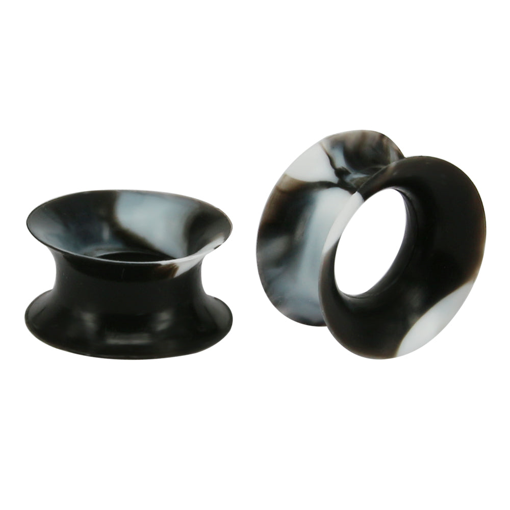 3-25mm-Thin-Silicone-Flexible-Black-White-Ear-Tunnels-Round-Edge-Double-Flared-Expander-Plugs-and-tuunels