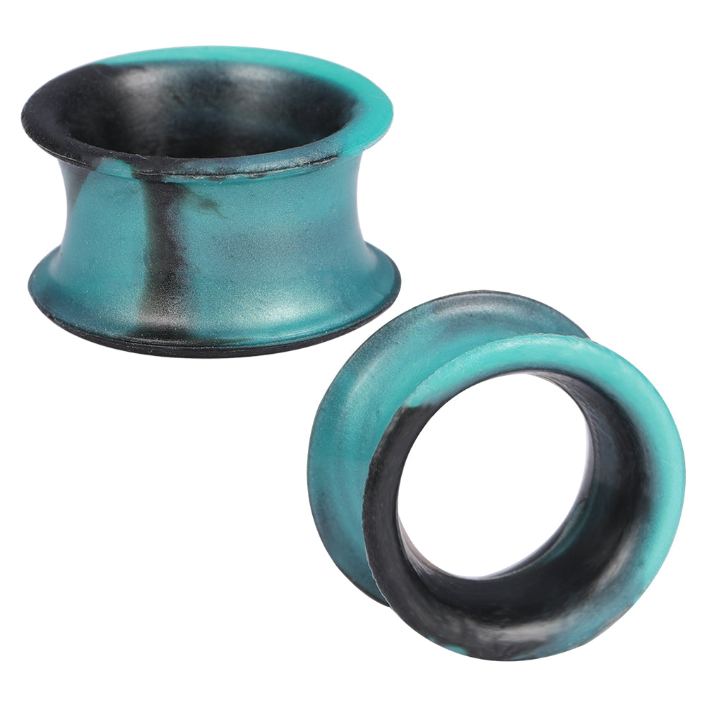 5-22mm-Thin-Silicone-Flexible-Dark-Green-Black-Ear-Tunnels-Double-Flared-Expander-Plugs-and-tuunels