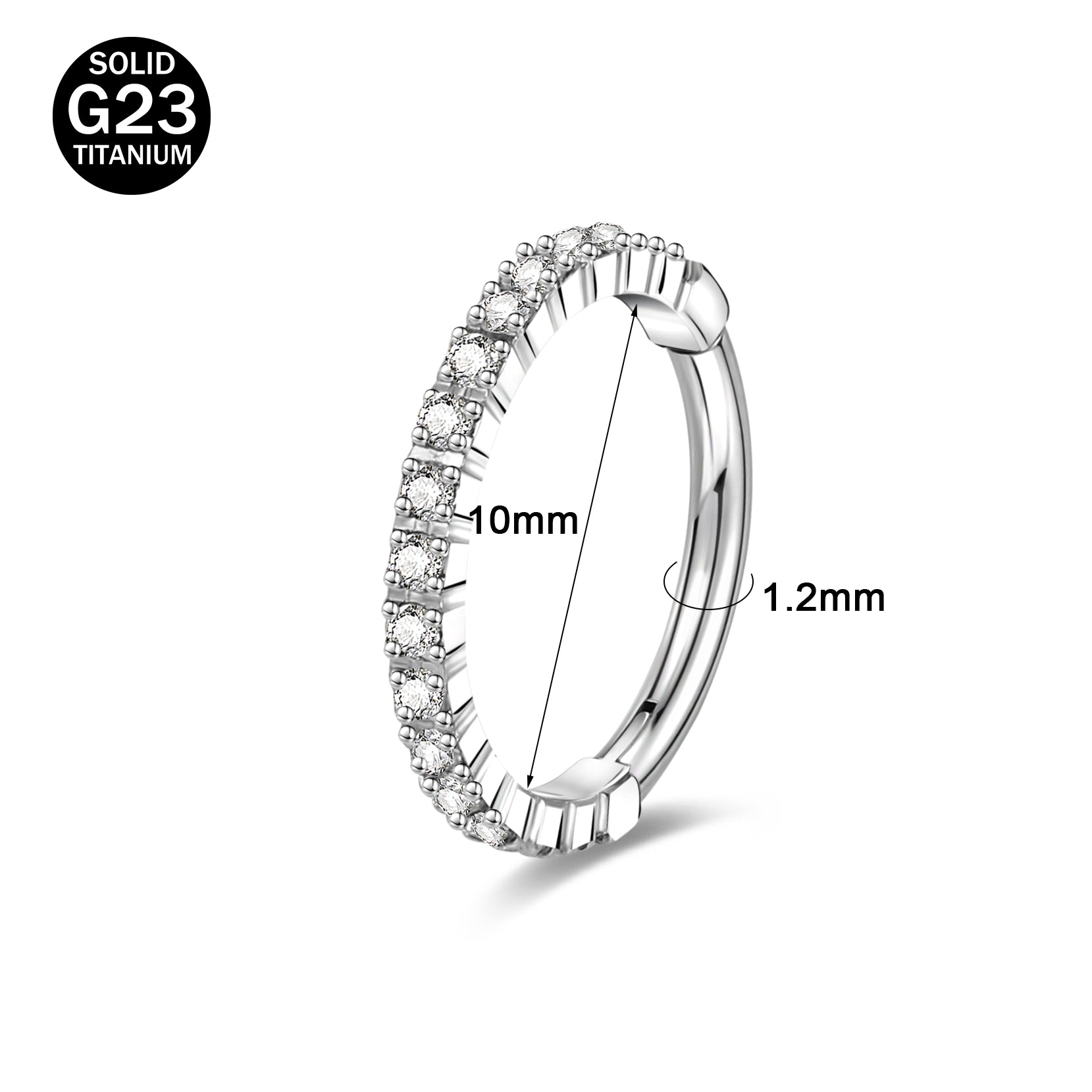 16G G23 Titanium Nose Rings White Zirconal Lip Piercing Cartilage Tragus Conch Helix Earrings