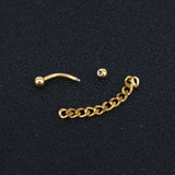 16g Gold Sliver Eyebrow Ring Piercing Barbell Stainless Stell Chain Curve Helix Daith Piercing