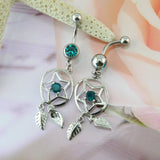 14g-Dreamcatcher-Stainless-Steel-Navel-Rings-Blue-Zircon-Dangle Navel-Piercing-Jewelry