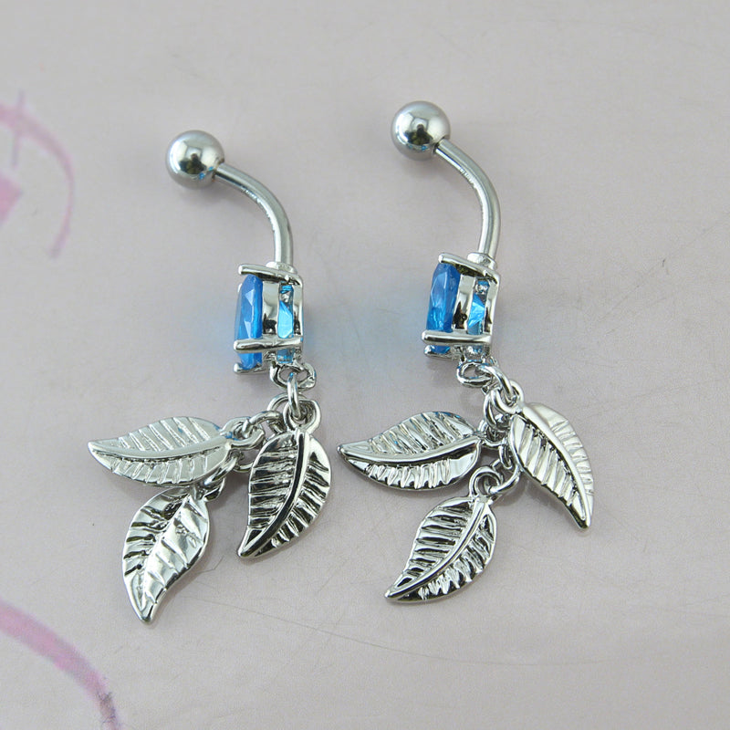 14g-Blue-Zircon-Leaf-Dangle-Belly-Navel-Piercing-Stainless-Steel-Navel-Piercing-Jewelry