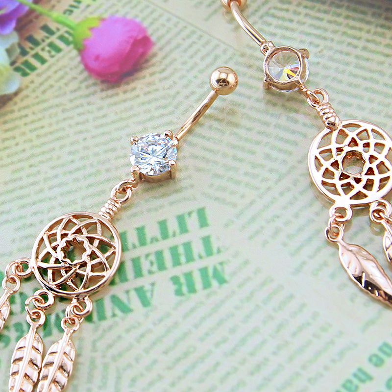 rose gold dangle belly button rings