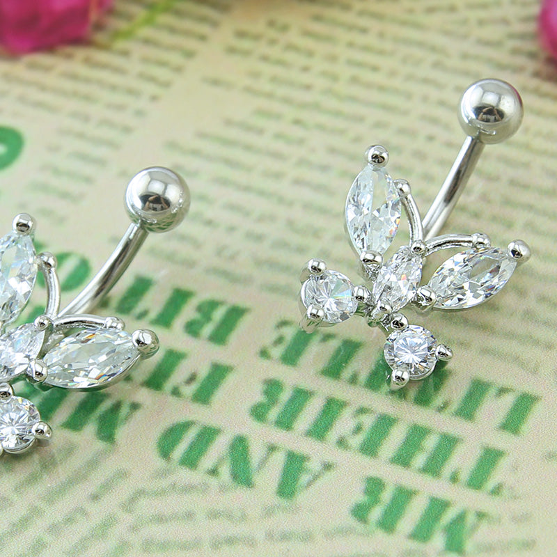14g-Butterfly-Stainless-Steel-Belly-Piercing-Cubic-Zirconia-Navel-Piercing-Jewelry