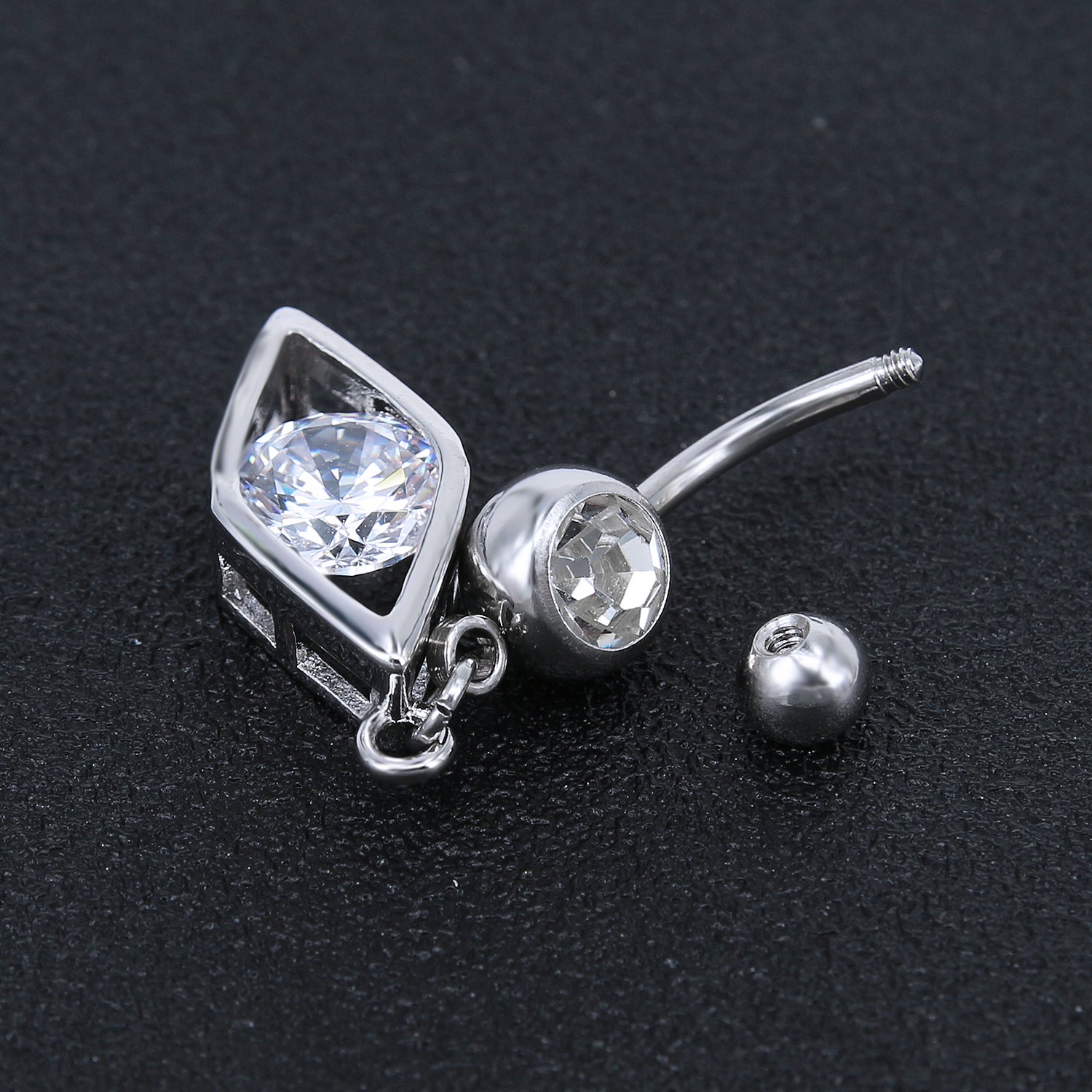 14g-Prismatic-Stainless-Steel-Belly-Button-Rings-White-Zircon-Dangle-Navel-Ring-Piercing-Jewelry