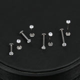 8Pcs/set 16G White Round Crystal Labret Rings Claws Medusa Conch Tragus Lip Piercing-Set
