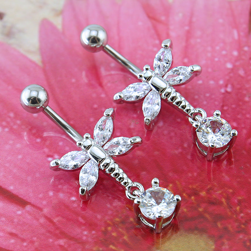 dragonfly belly button ring