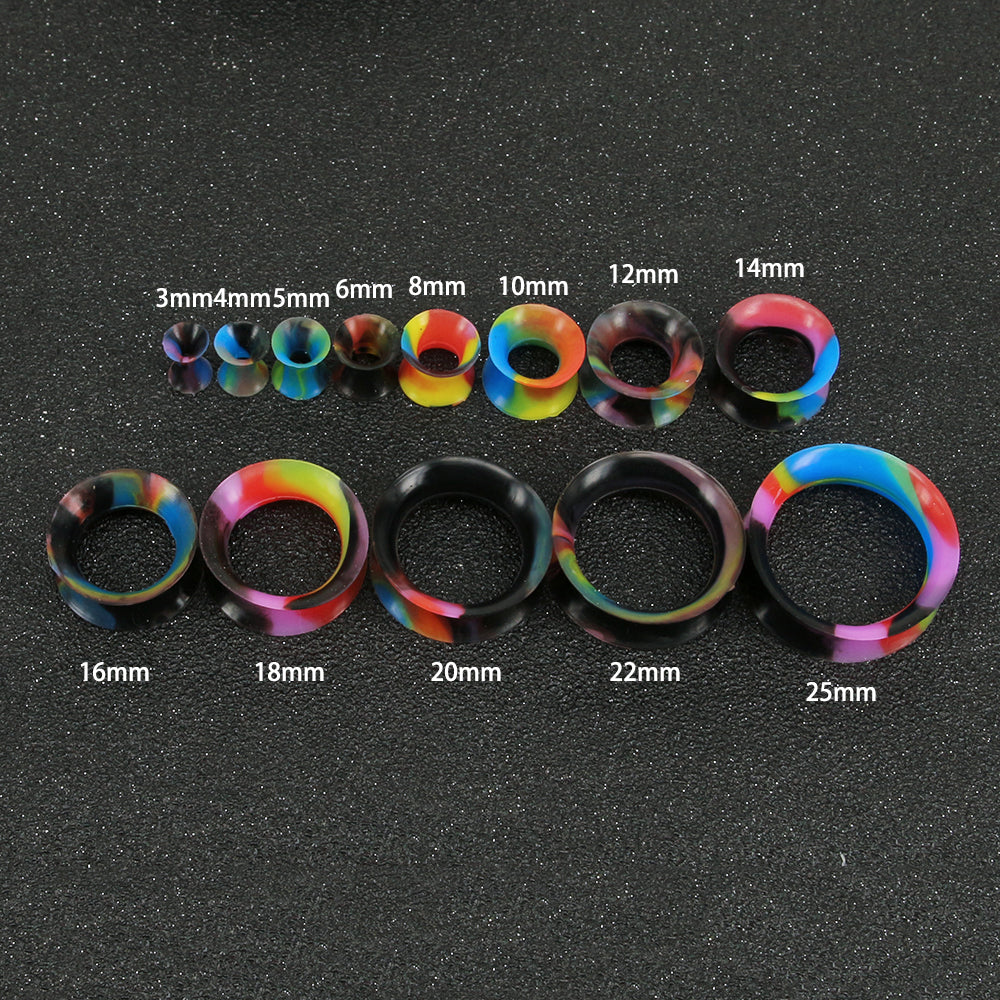 3-25mm-Thin-Silicone-Flexible-Black-Pink-Blue-Ear-plug-tunnel-Round-Edge-Double-Flared-Expander-Ear-Gauges