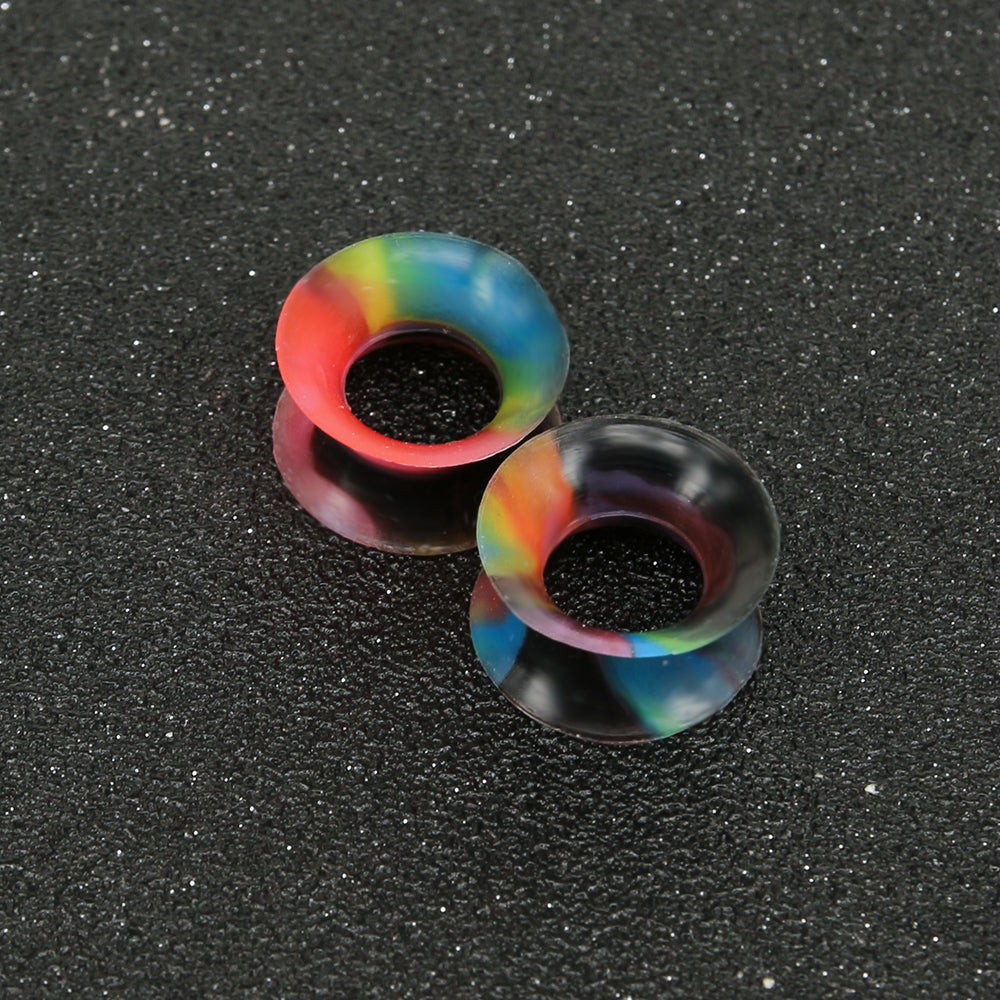 3-25mm-Thin-Silicone-Flexible-Black-Pink-Blue-Ear-Stretchers-Round-Edge-Double-Flared-Expander-Ear-Gauges