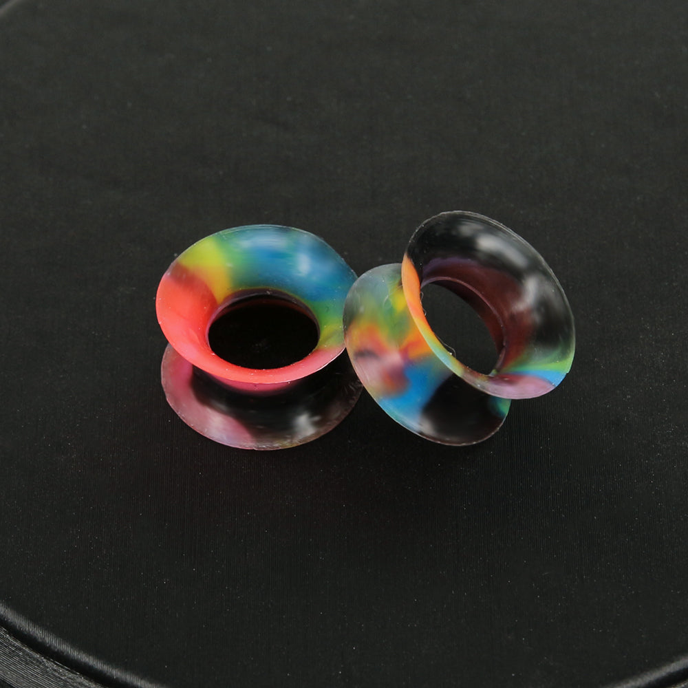 3-25mm-Thin-Silicone-Flexible-Black-Pink-Blue-Ear-Tunnels-Round-Edge-Double-Flared-Expander-Ear-plug