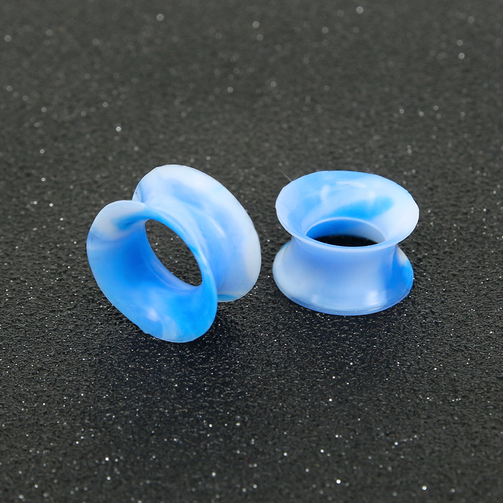 3-25mm-Thin-Silicone-Flexible-Blue-White-Ear-plug-Round-Edge-Double-Flared-Expander-Ear-Gauges