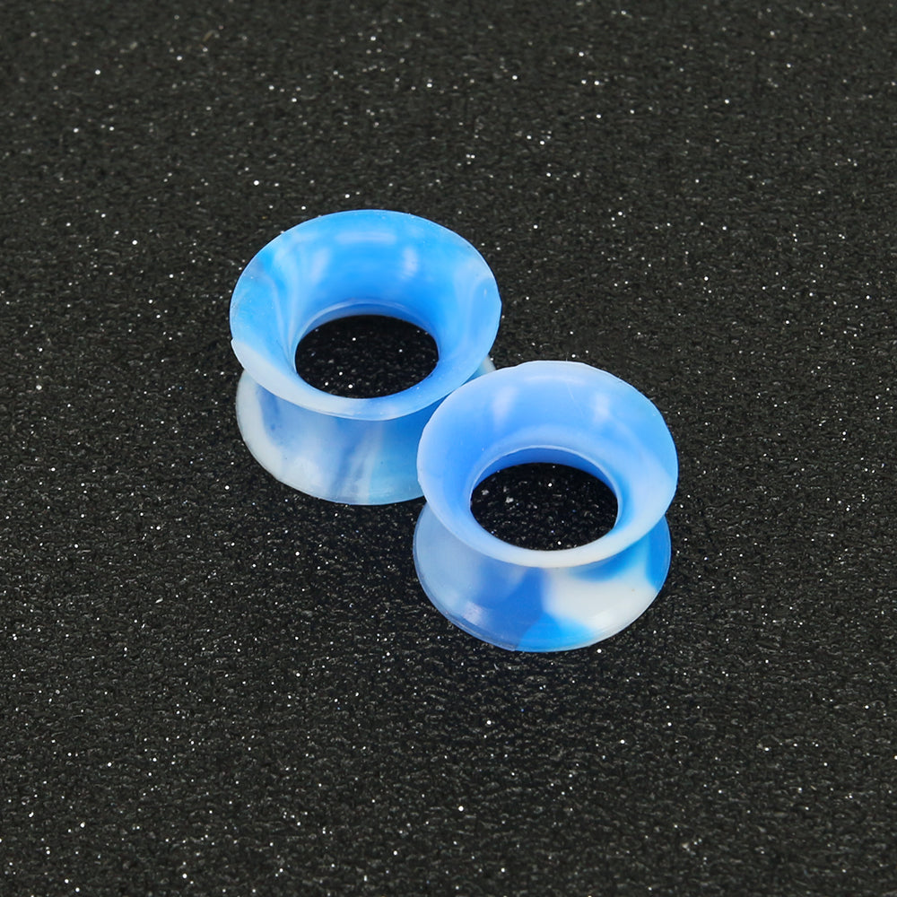 3-25mm-Thin-Silicone-Flexible-Blue-White-Ear-Stretchers-Round-Edge-Double-Flared-Expander-Ear-Gauges