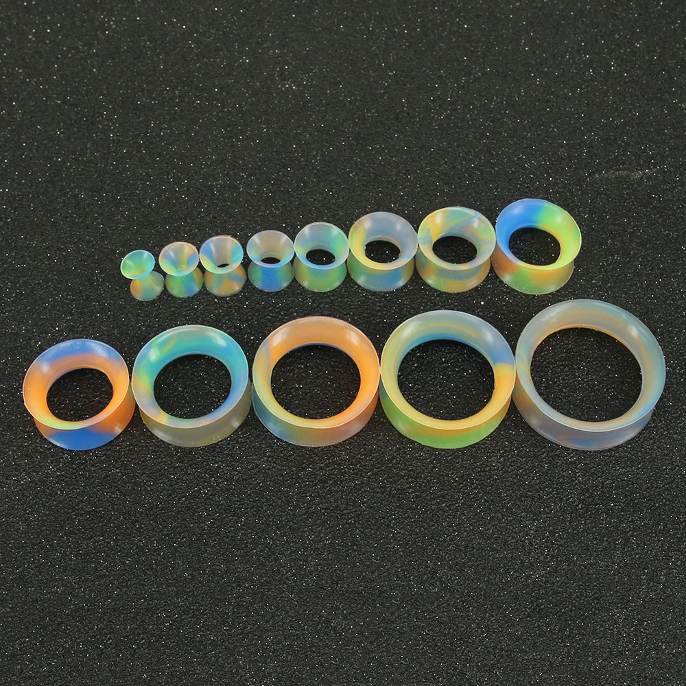 3-25mm-Thin-Silicone-Flexible-Blue-Green-Orange-Ear-Tunnels-Round-Edge-Double-Flared-Expander-Ear-Gauges