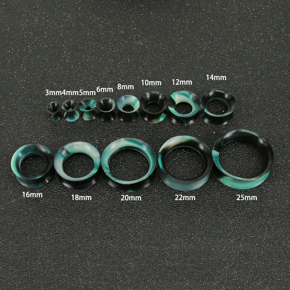 3-25mm-Thin-Silicone-Flexible-Black-Blue-White-Ear-plug-tunnel-Round-Edge-Double-Flared-Expander-Ear-Gauges