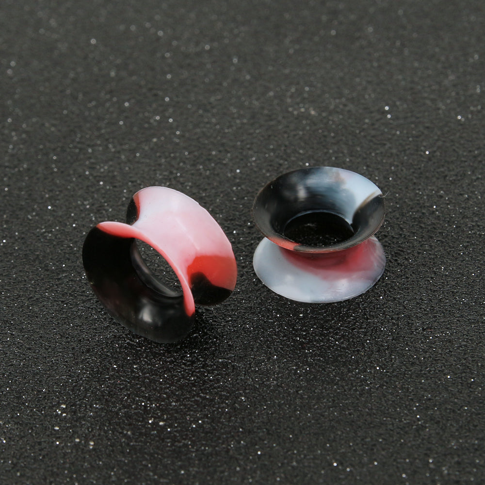 3-25mm-Thin-Silicone-Flexible-Black-White-Red-Ear-plug-Round-Edge-Double-Flared-Expander-Ear-Gauges