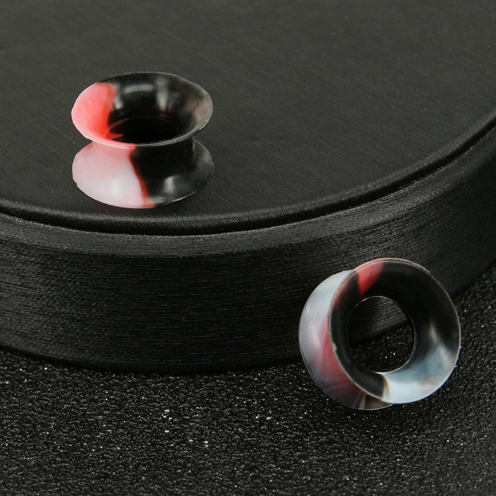 3-25mm-Thin-Silicone-Flexible-Black-White-Red-Plugs-and-tuunels-Round-Edge-Double-Flared-Expander-Ear-Gauges
