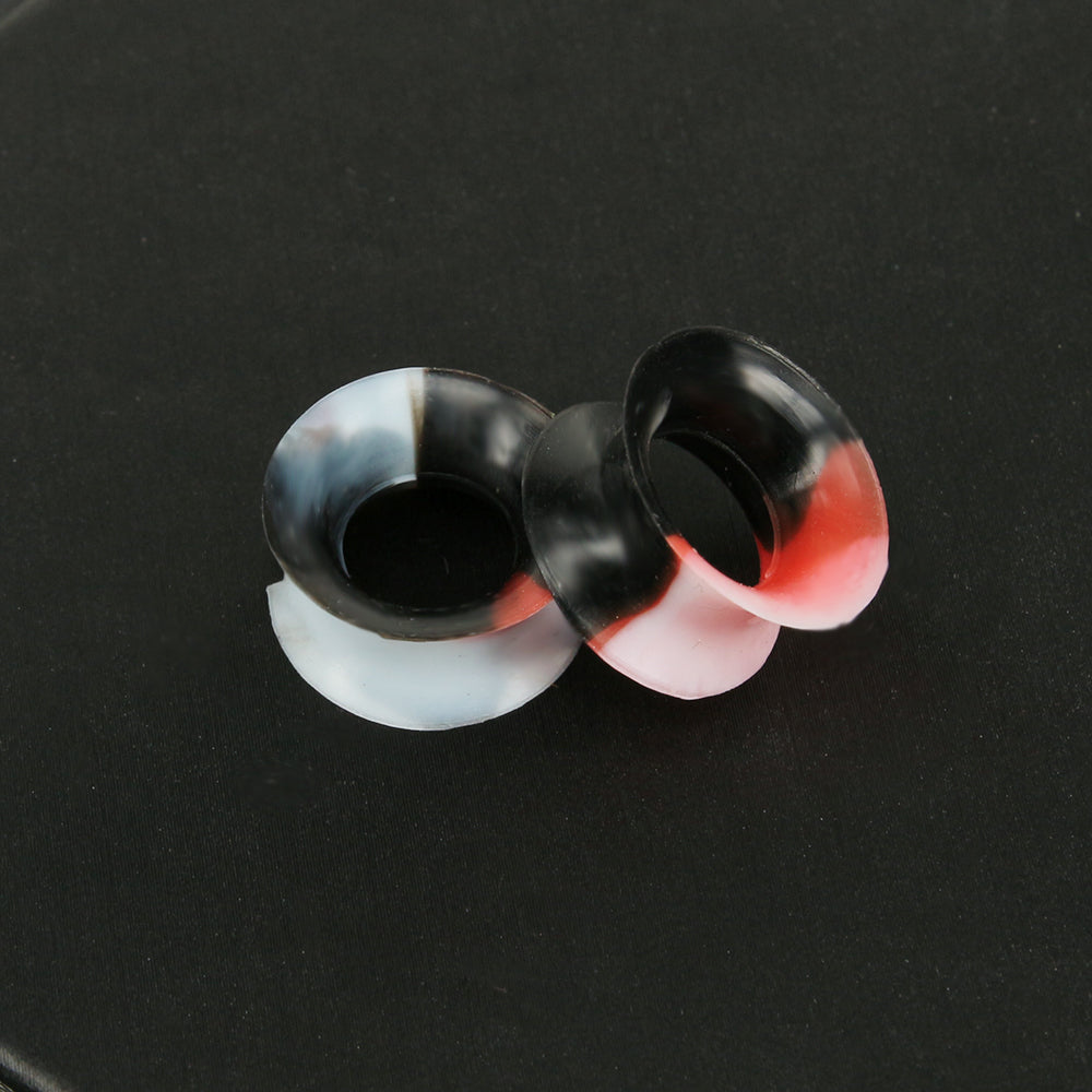 3-25mm-Thin-Silicone-Flexible-Black-White-Red-Ear-Tunnels-Round-Edge-Double-Flared-Expander-Ear-plug