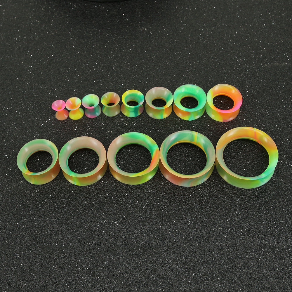 3-25mm-Thin-Silicone-Flexible-Green-Yellow-Red-Ear-Tunnels-Round-Edge-Double-Flared-Expander-Ear-Gauges