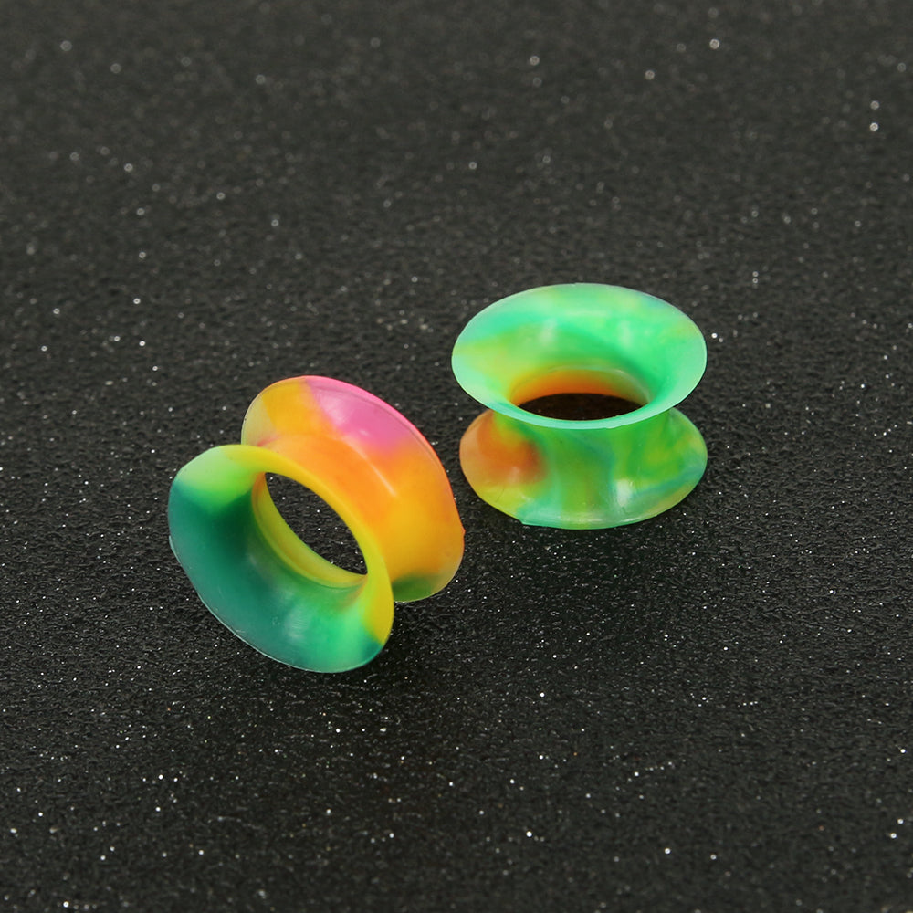3-25mm-Thin-Silicone-Flexible-Green-Yellow-Red-Ear-plug-Round-Edge-Double-Flared-Expander-Ear-Gauges