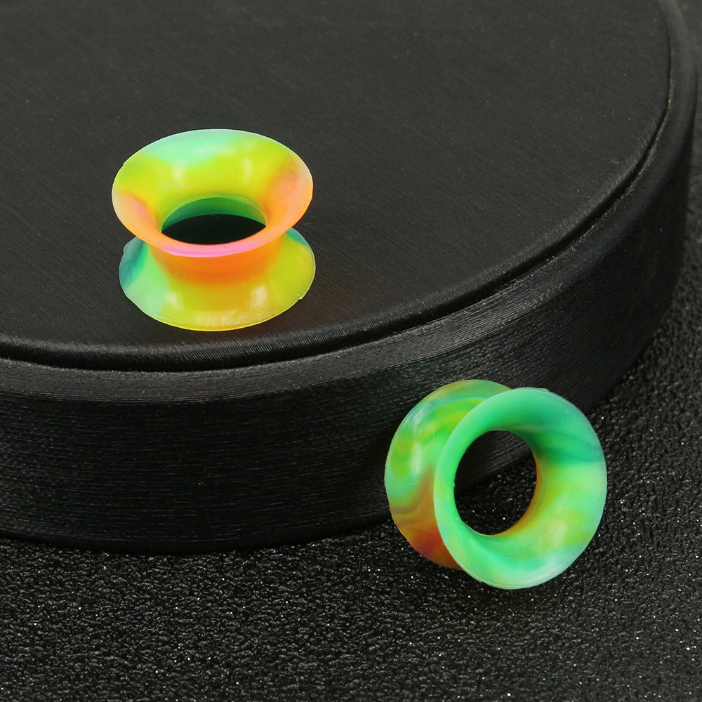 3-25mm-Thin-Silicone-Flexible-Green-Yellow-Red-Plugs-and-tuunels-Round-Edge-Double-Flared-Expander-Ear-Gauges