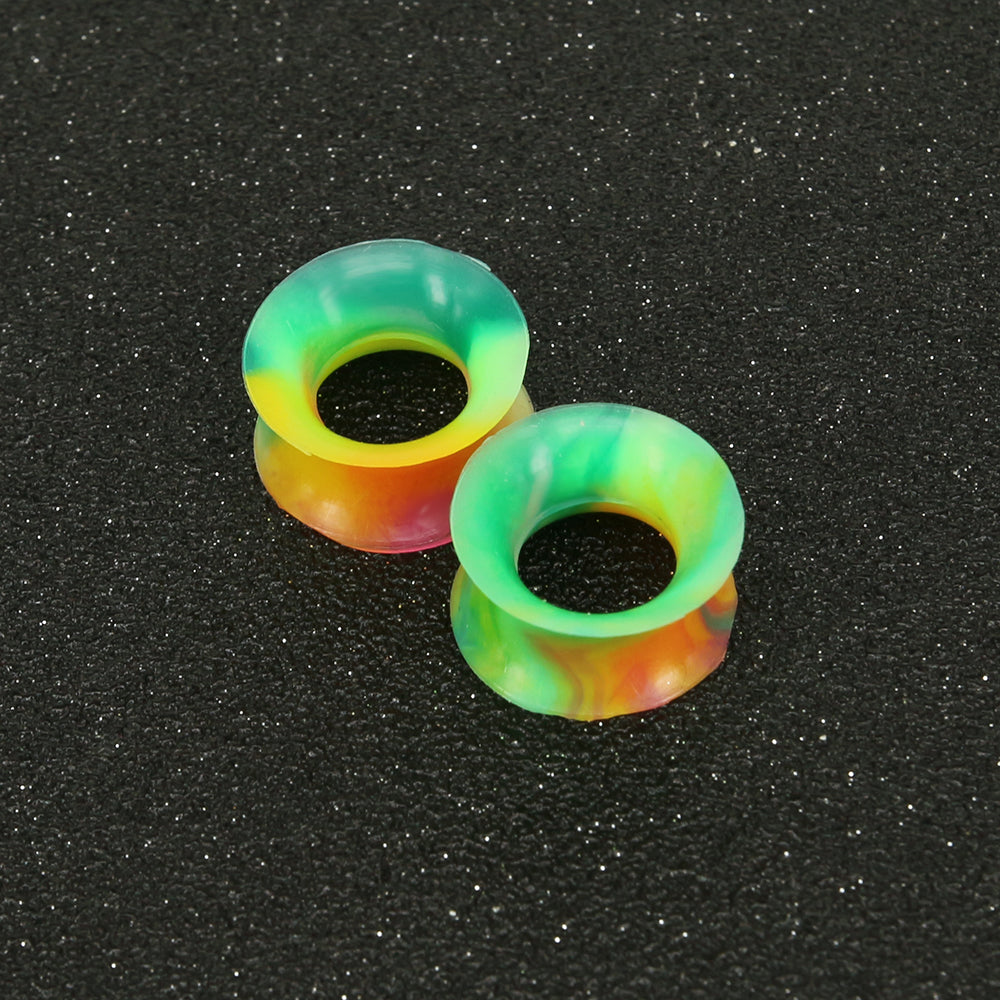 3-25mm-Thin-Silicone-Flexible-Green-Yellow-Red-Ear-Stretchers-Round-Edge-Double-Flared-Expander-Ear-Gauges