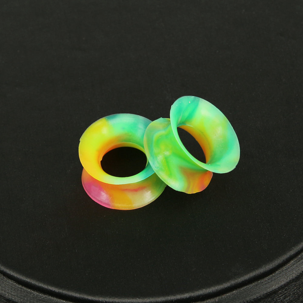 3-25mm-Thin-Silicone-Flexible-Green-Yellow-Red-Ear-Tunnels-Round-Edge-Double-Flared-Expander-Ear-plug