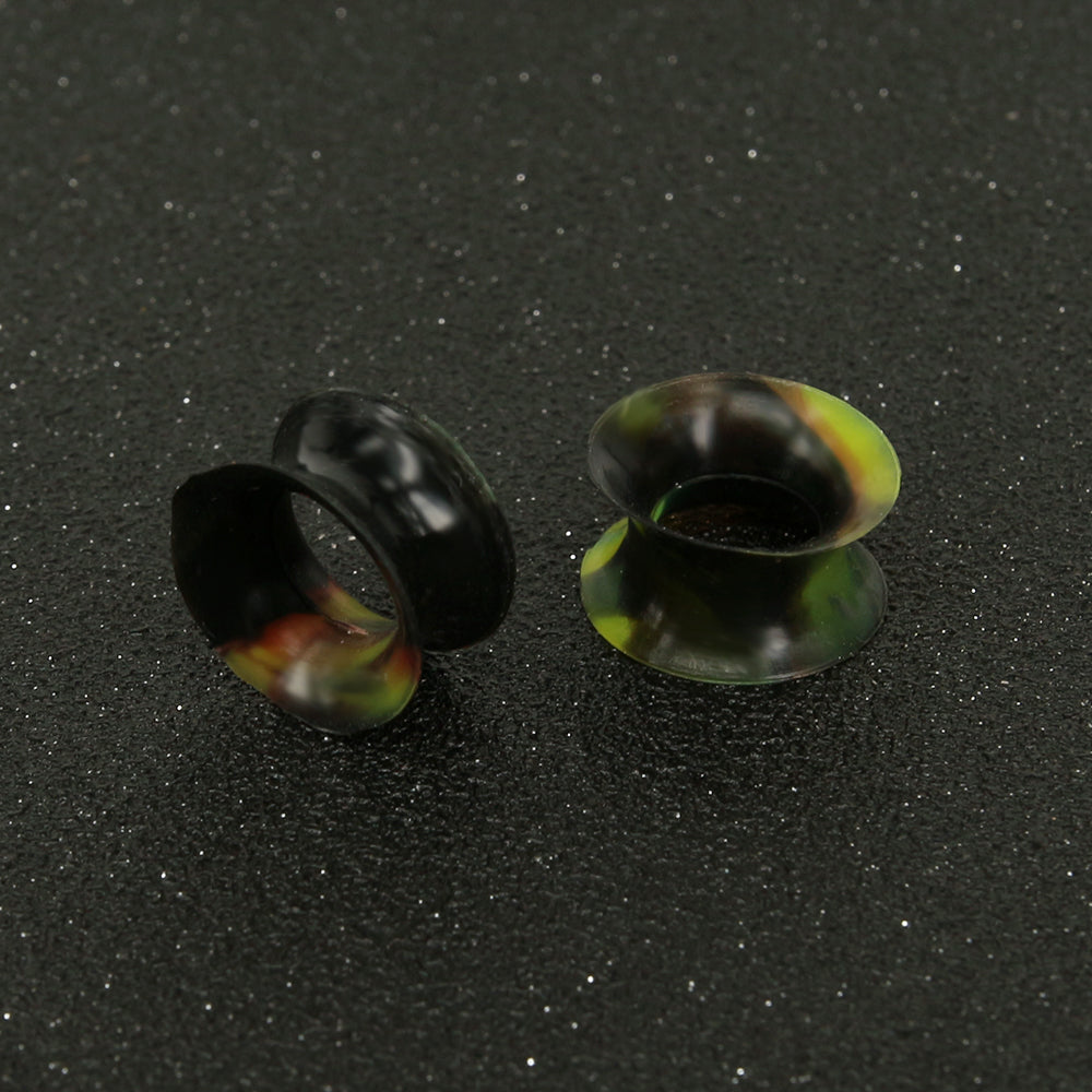 3-25mm-Thin-Silicone-Flexible-Black-Yellow-Green-Ear-plug-Round-Edge-Double-Flared-Expander-Ear-Gauges