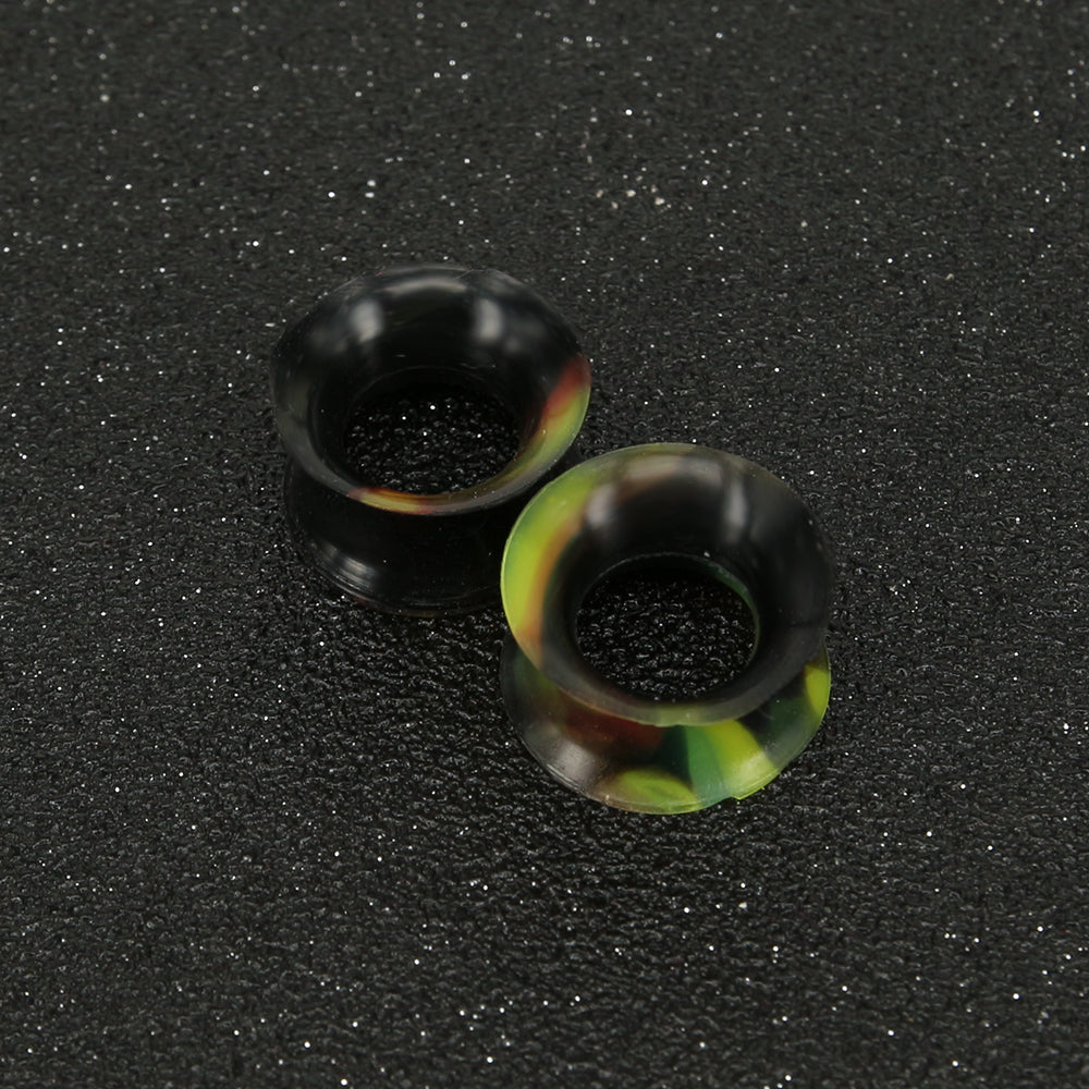 3-25mm-Thin-Silicone-Flexible-Black-Yellow-Green-Ear-Stretchers-Round-Edge-Double-Flared-Expander-Ear-Gauges