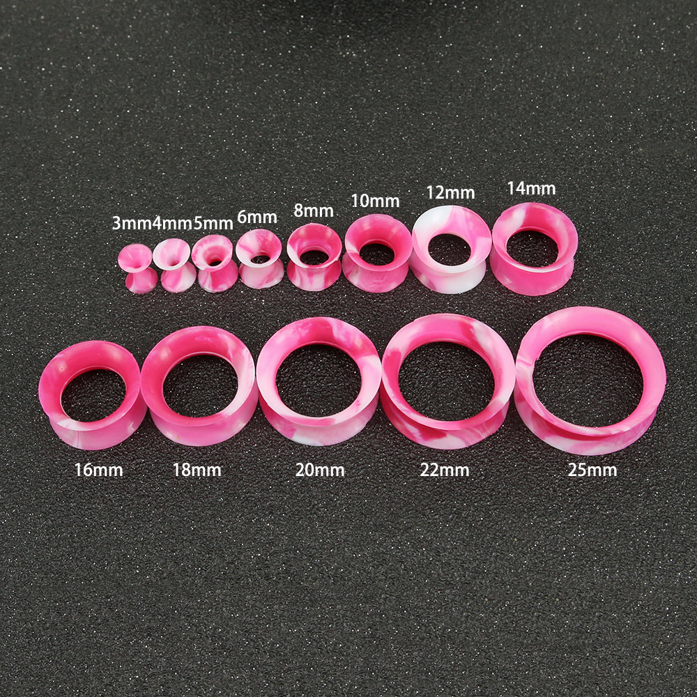 3-25mm-Thin-Silicone-Flexible-Red-Pink-White-Ear-plug-tunnel-Round-Edge-Double-Flared-Expander-Ear-Gauges