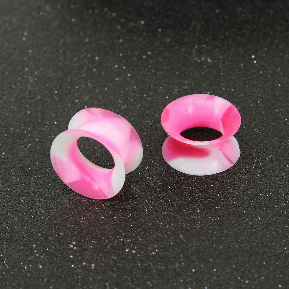 3-25mm-Thin-Silicone-Flexible-Red-Pink-White-Ear-plug-Round-Edge-Double-Flared-Expander-Ear-Gauges