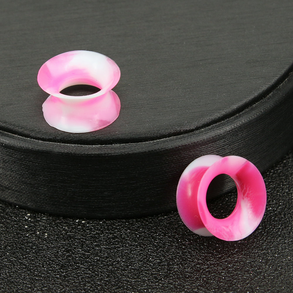 3-25mm-Thin-Silicone-Flexible-Red-Pink-White-Plugs-and-tuunels-Round-Edge-Double-Flared-Expander-Ear-Gauges