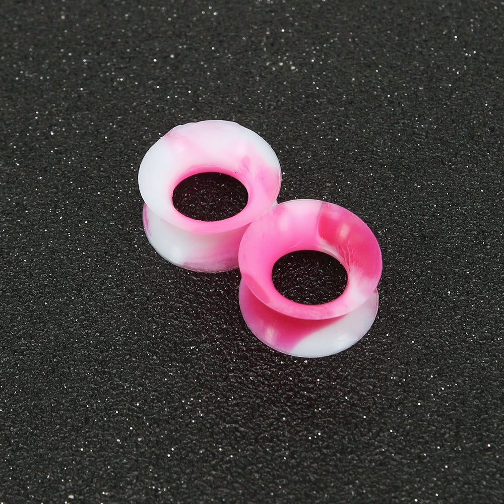 3-25mm-Thin-Silicone-Flexible-Red-Pink-White-Ear-Stretchers-Round-Edge-Double-Flared-Expander-Ear-Gauges