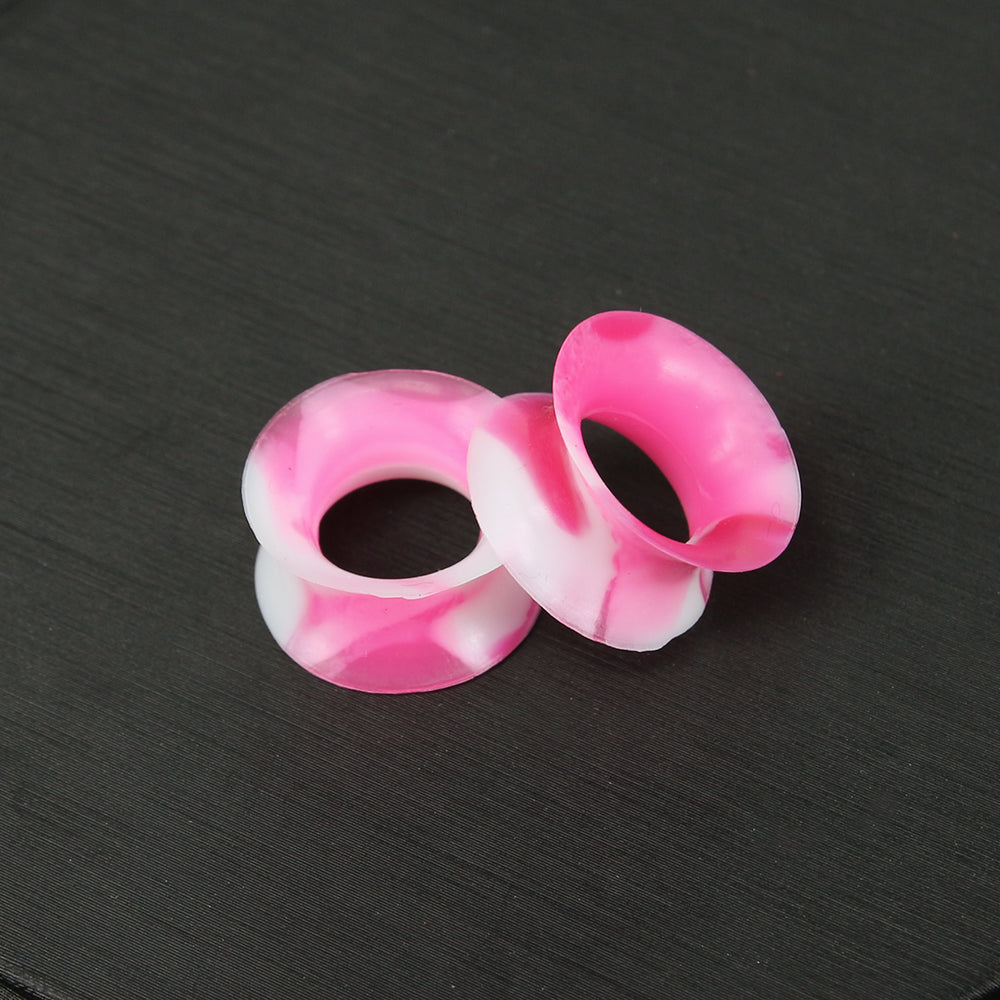3-25mm-Thin-Silicone-Flexible-Red-Pink-White-Ear-Tunnels-Round-Edge-Double-Flared-Expander-Ear-plug