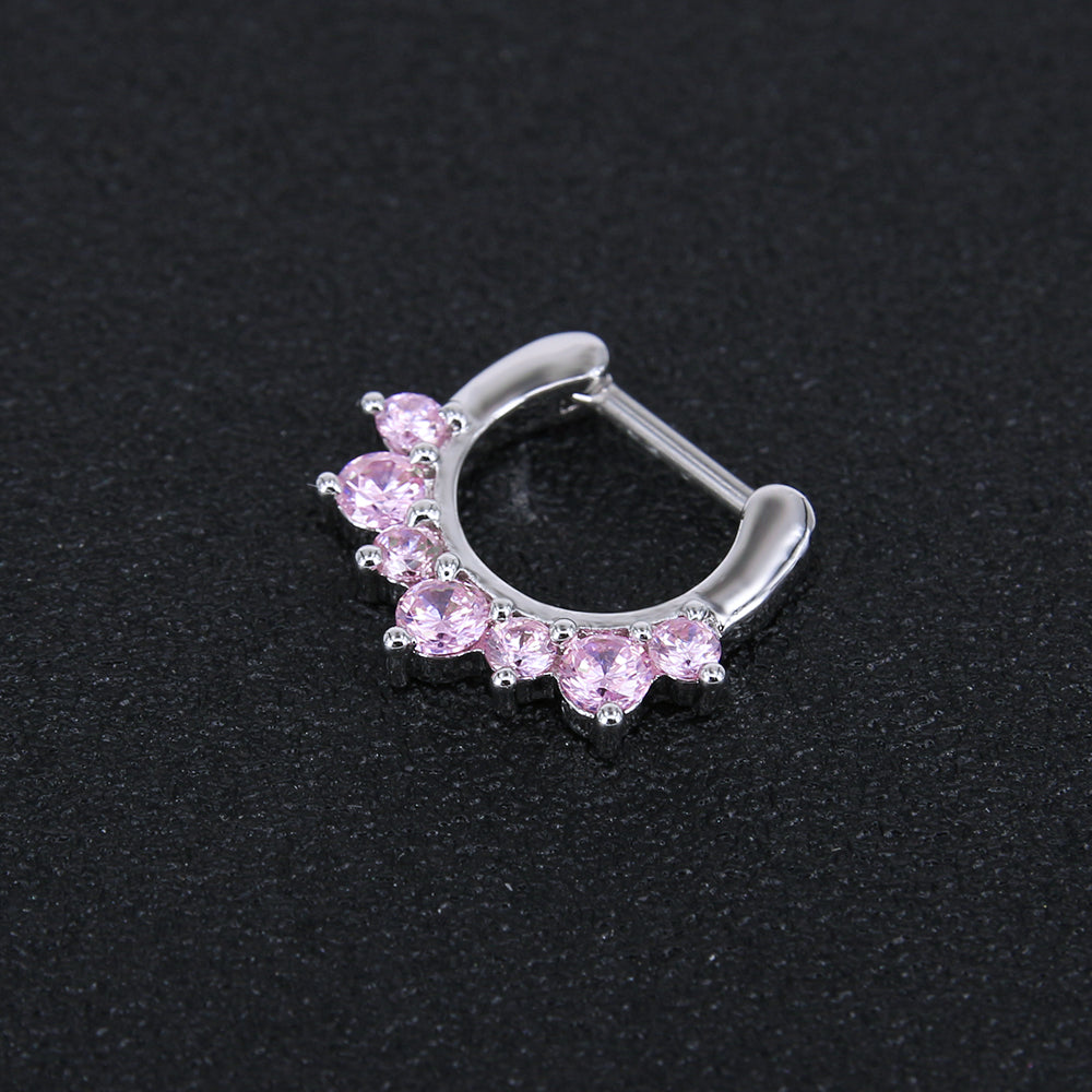 Pink-Crystal-Septum-Clicker-16g-Nose-Ring-Helix-Tragus-Cartilage-Piercing