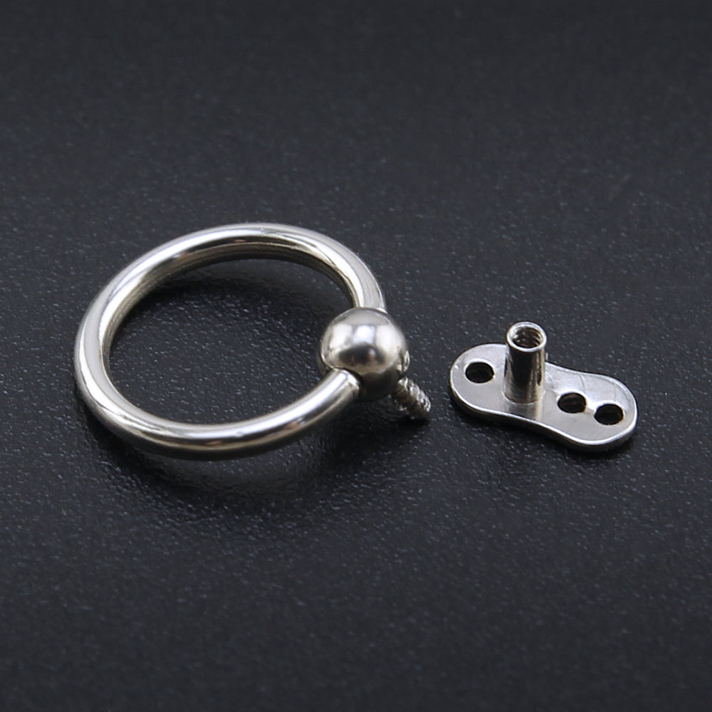 2 Pieces 14g Captive Ring Dermal Anchor Tops & Surgical Steel Base Microdermals