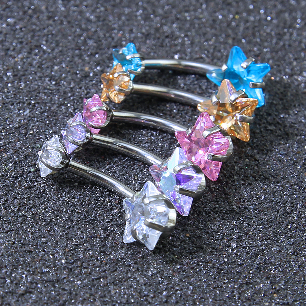 Stainless-steel-Crystal-Double-Stars-Belly-Button-Rings